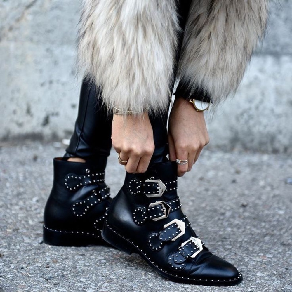 Givenchy Studded Buckles Ankle Boots